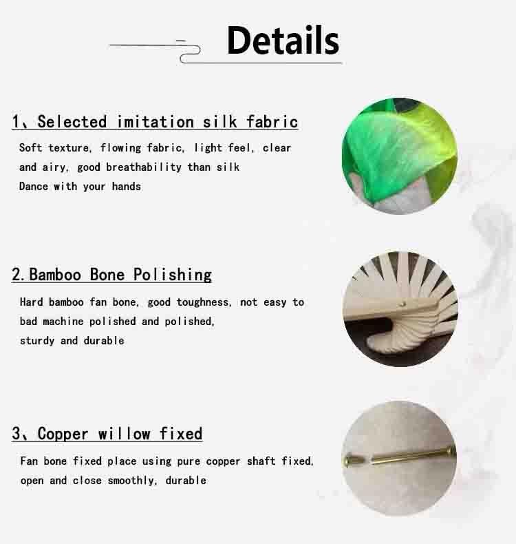 Faux Silk Belly Dance Fans Veils Long Dancing Performance Accessories 2 Pairs