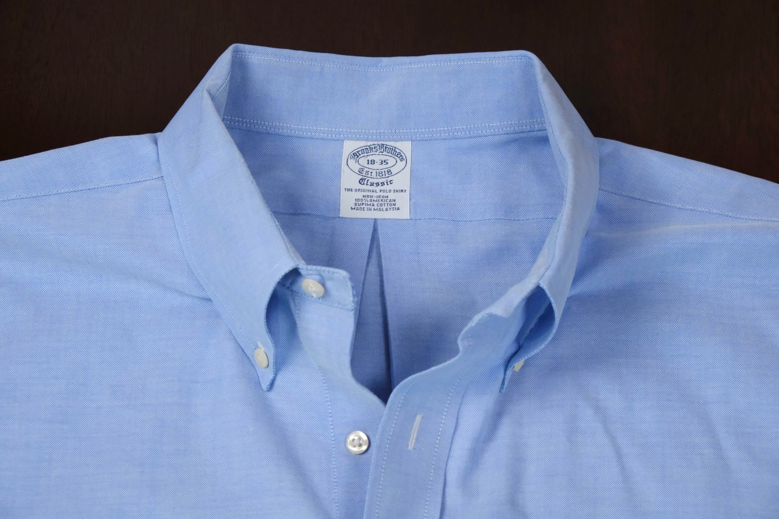 Brooks Brothers Classic Supima Cotton long sleeve button down blue shirt 17 – 35