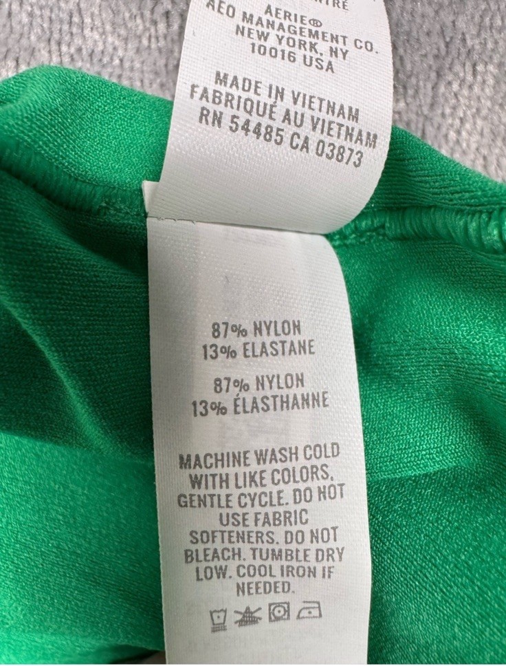 Aerie Offline Cropped Active Wear Long Sleeve Open Back Top In Green Small