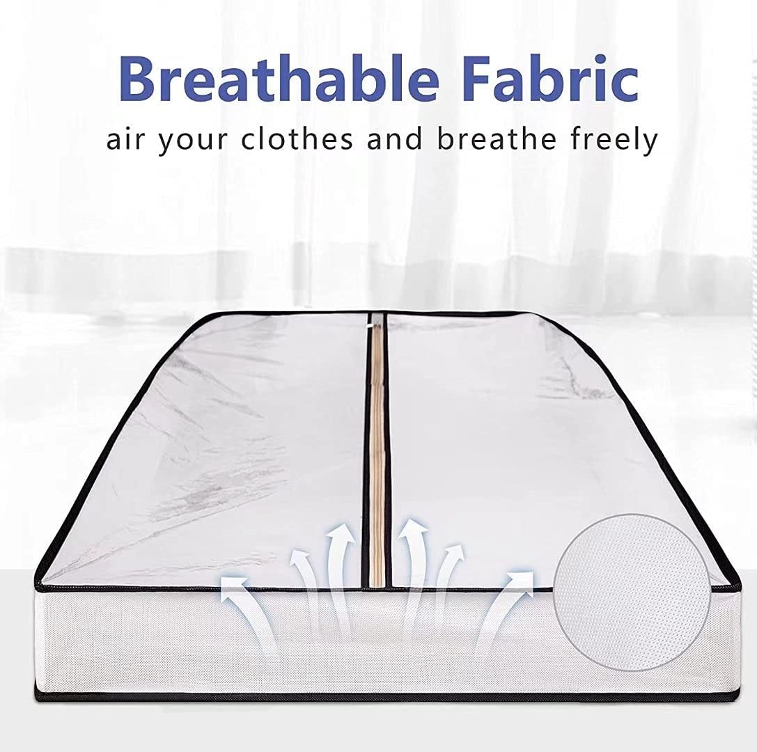 3pcs Garment Bags Clear Zipper Clothes Cover Closet Storage Bag For Coat Jacket