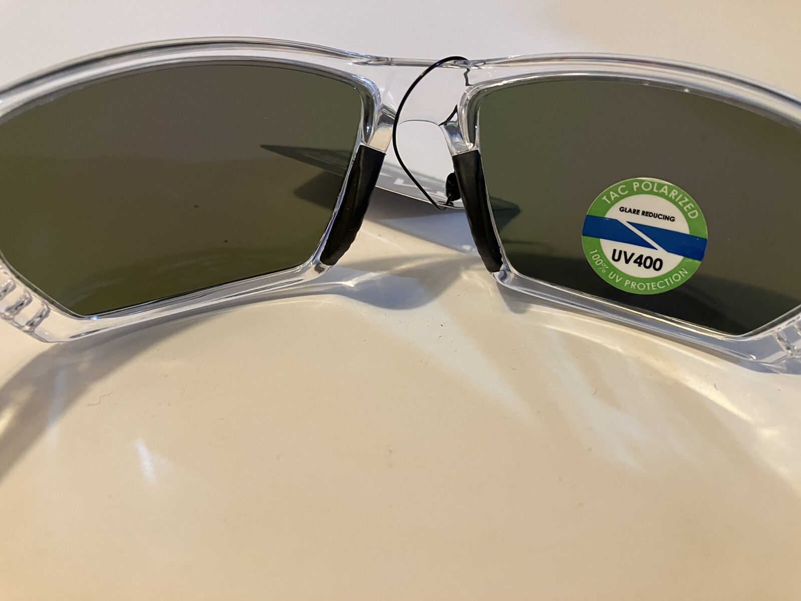 RAZE Eyewear Sunglasses Sonar Polarized Clear Frame Blue Mirror Smoke 28856