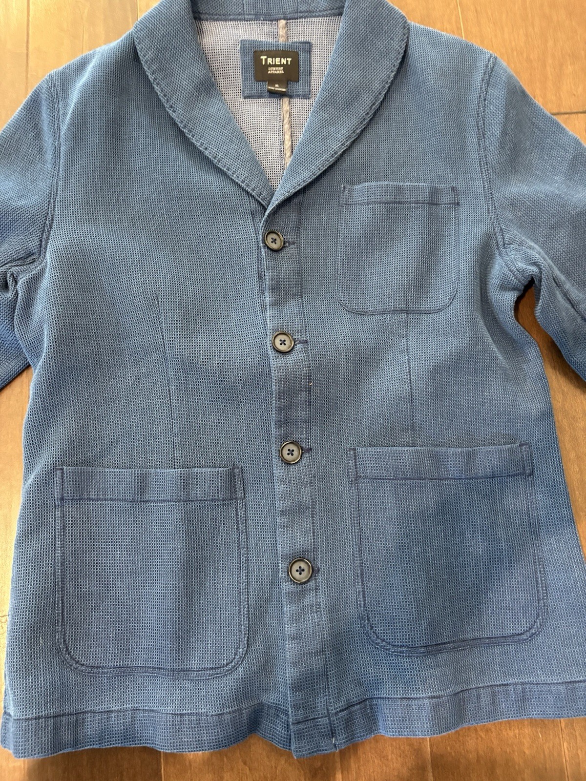 TRIENT XL Blue Shawl Collar Jacket