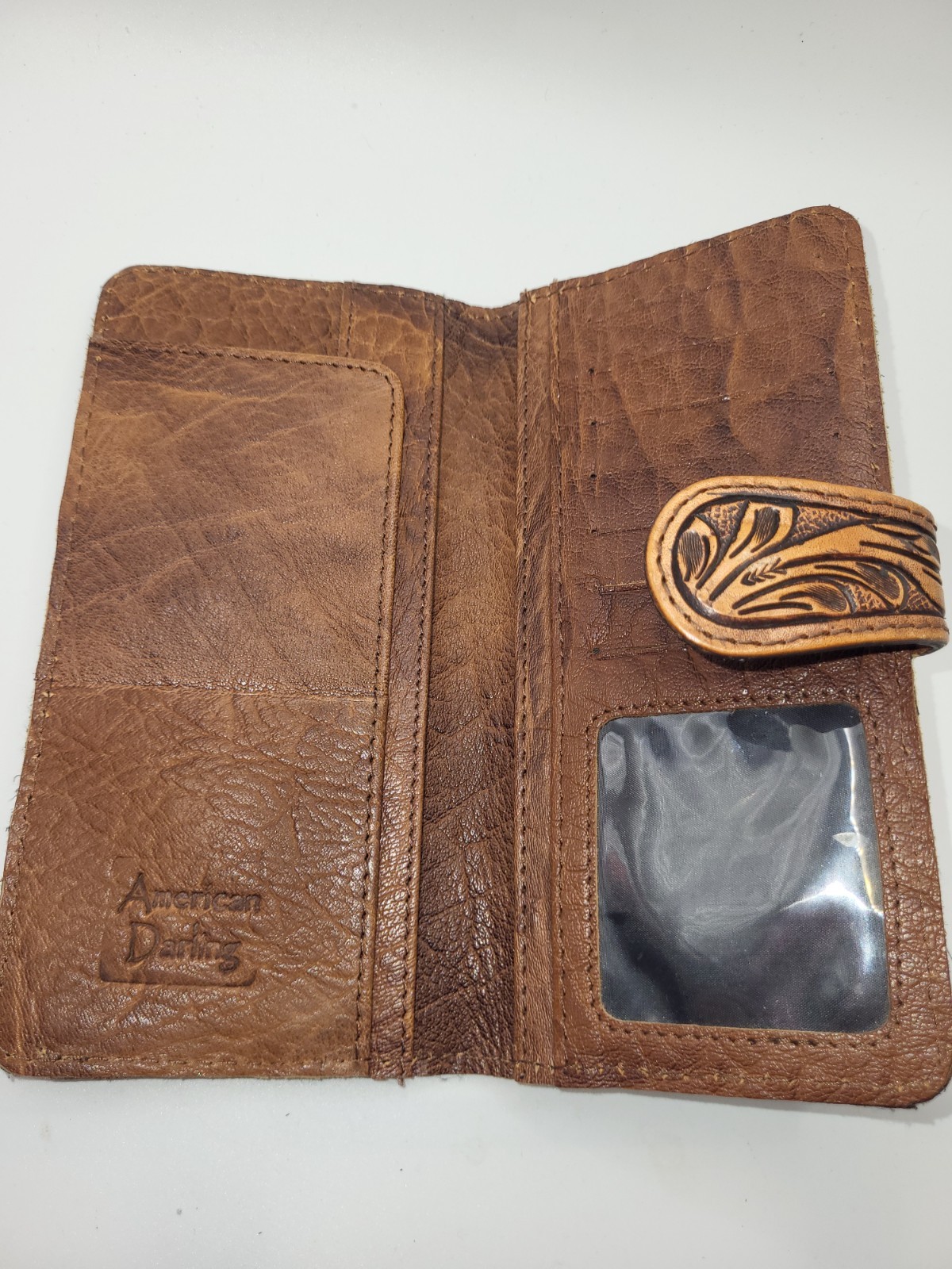 AD American Darling Hand Tooled Floral & Hair-On Cowhide Western Wallet