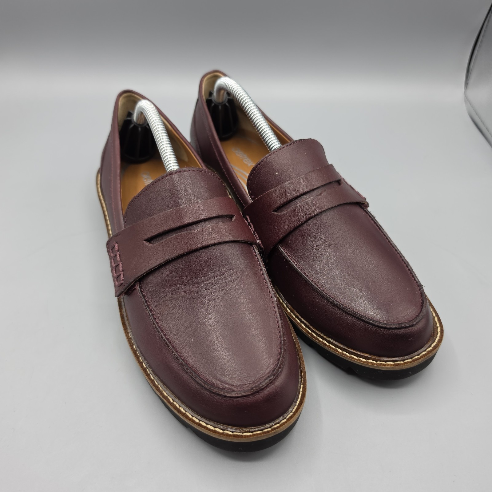 Aetrex Collette Shoes Womens 38 Maroon Oxblood Leather Penny Loafer Comfort