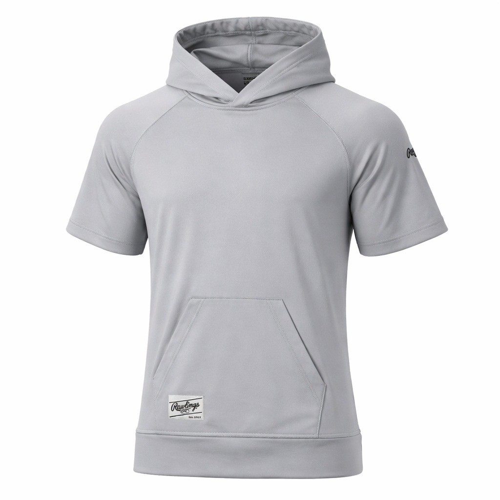 Rawlings Short Sleeve Hoodie Mens Small Gray ACATECH3 Athletic Training Shirt