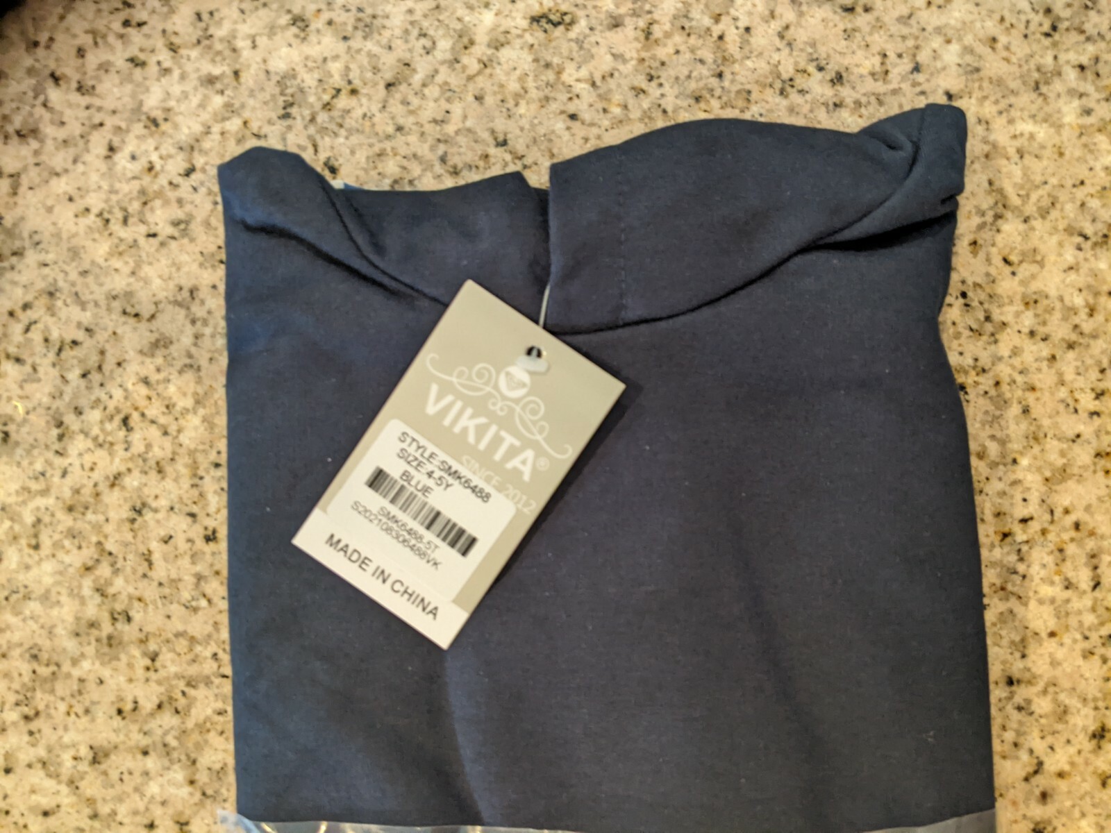 Vikita Unicorn Sequins Stripe Long Sleeve Blue Hooded Dress Blue 5T