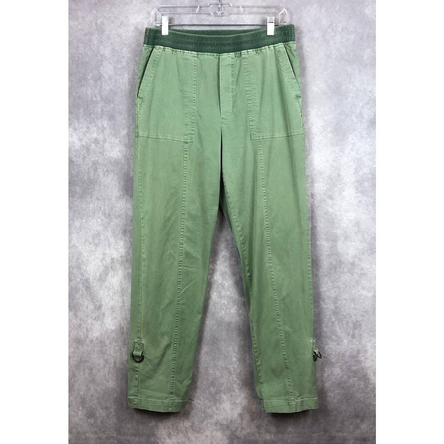 Soft Surroundings Medina Pants Roll Tab Hem Lyocell Cotton Blend Green Sz Medium