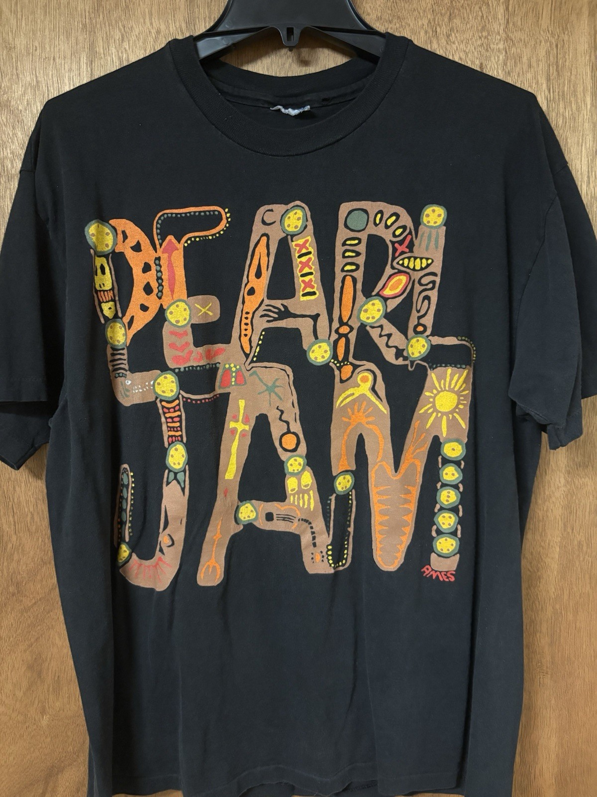 Vintage 90s Rare Pearl Jam Music for Rhinos USA Hanes Black T-shirt Size Large