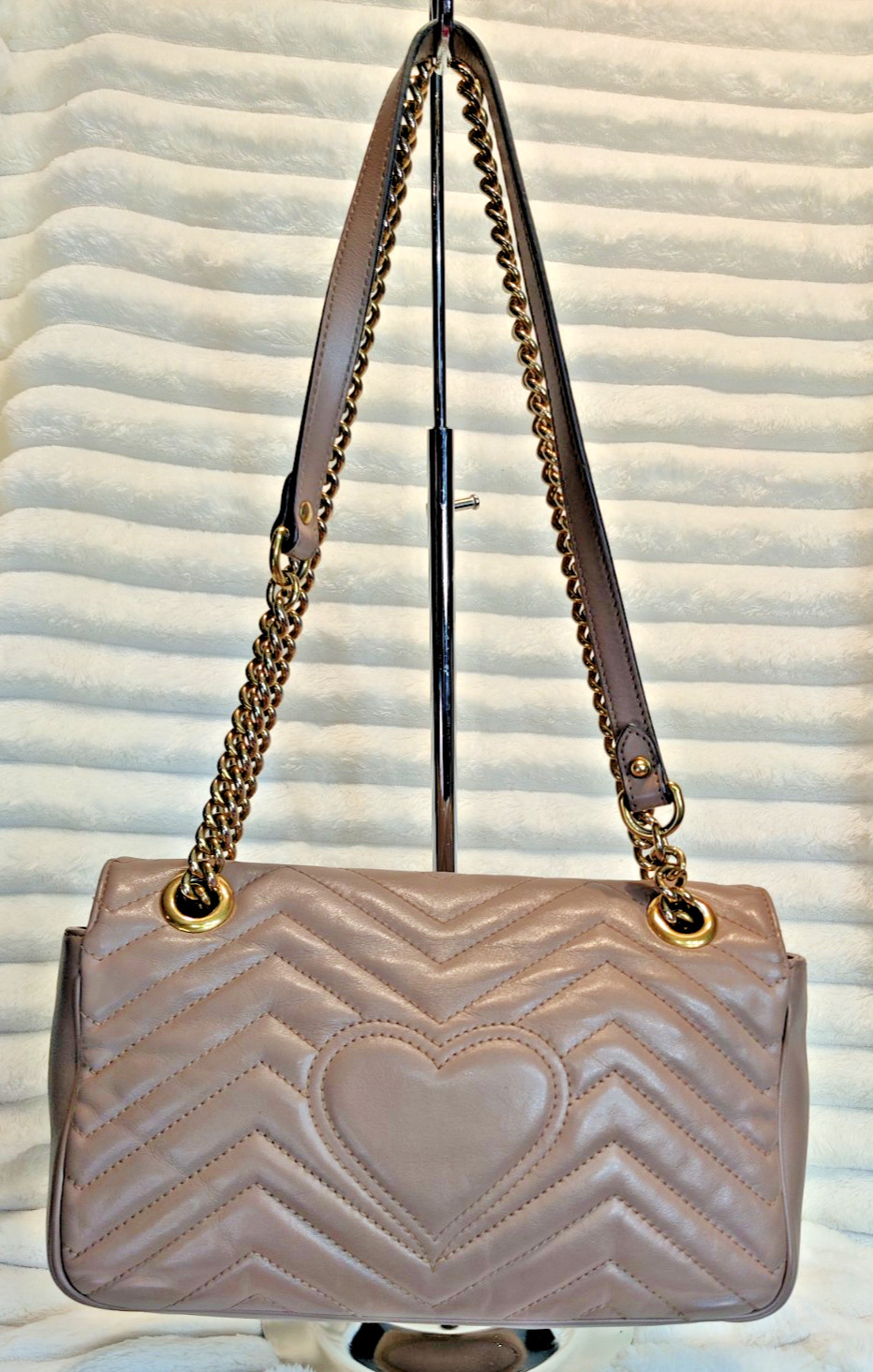 Gucci GG Marmont Shoulder Bag Medium Dusty Pink Leather
