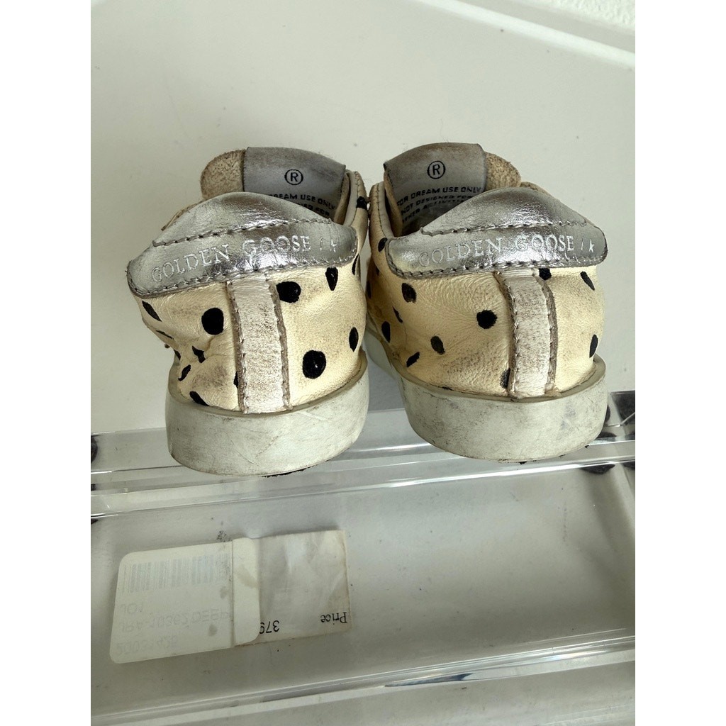GOLDEN GOOSE Baby Superstar Polka Dot Leather Sneakers Size 17 Designer Luxury