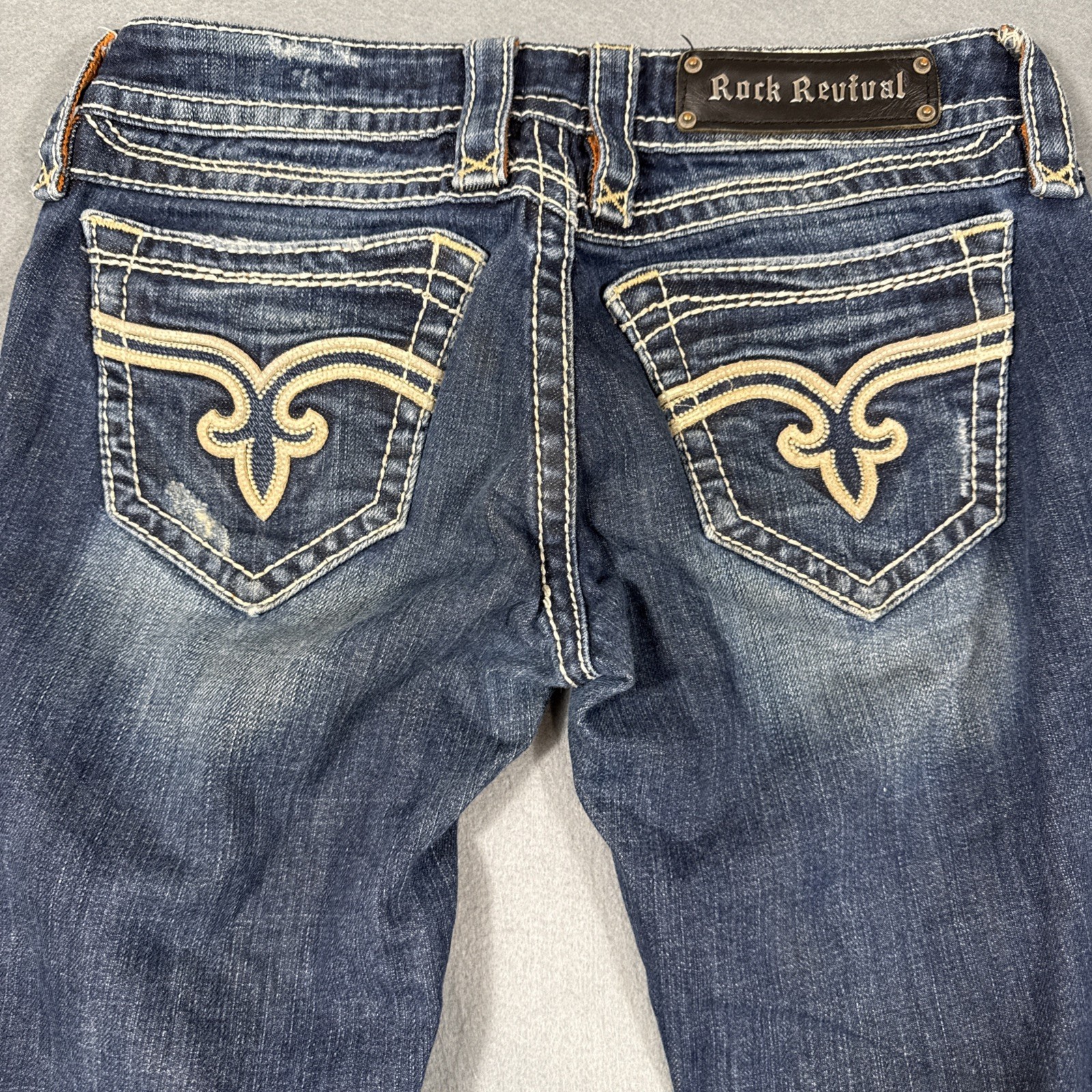 Rock Revival WOMENS 26 Brina Boot Jeans THICK STITCH WHISKERING