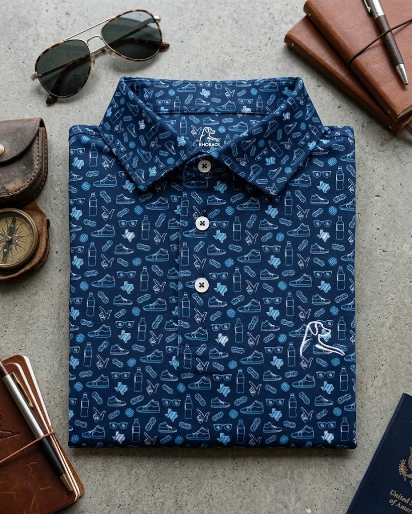 💎 MENS Rhoback The Busta Golf Polo Shirt Active Stretch Easy Care Admiral Navy