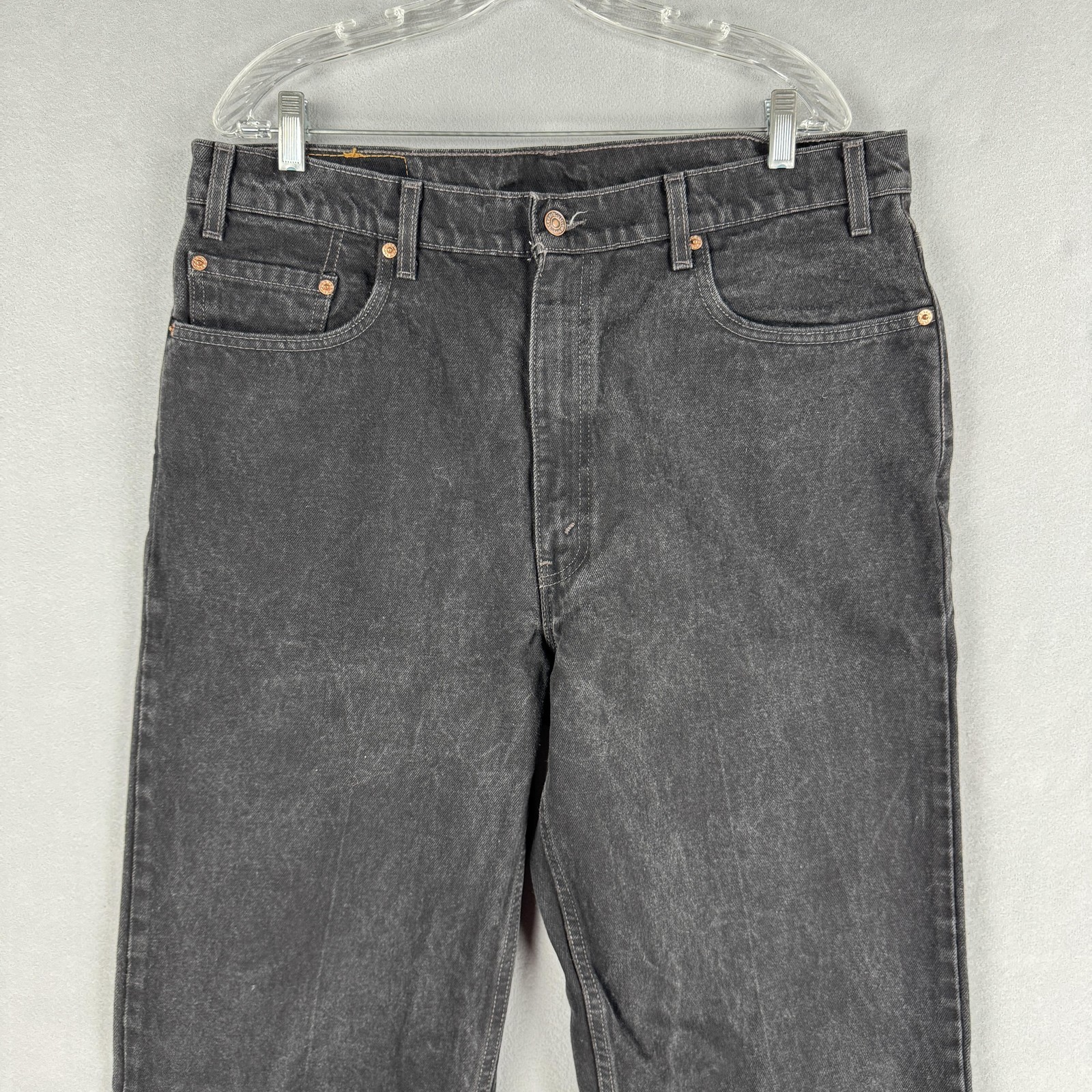 Vintage Levis 550 Jeans Mens 37×40 Charcoal Wash Black Relaxed Tapered USA 90s