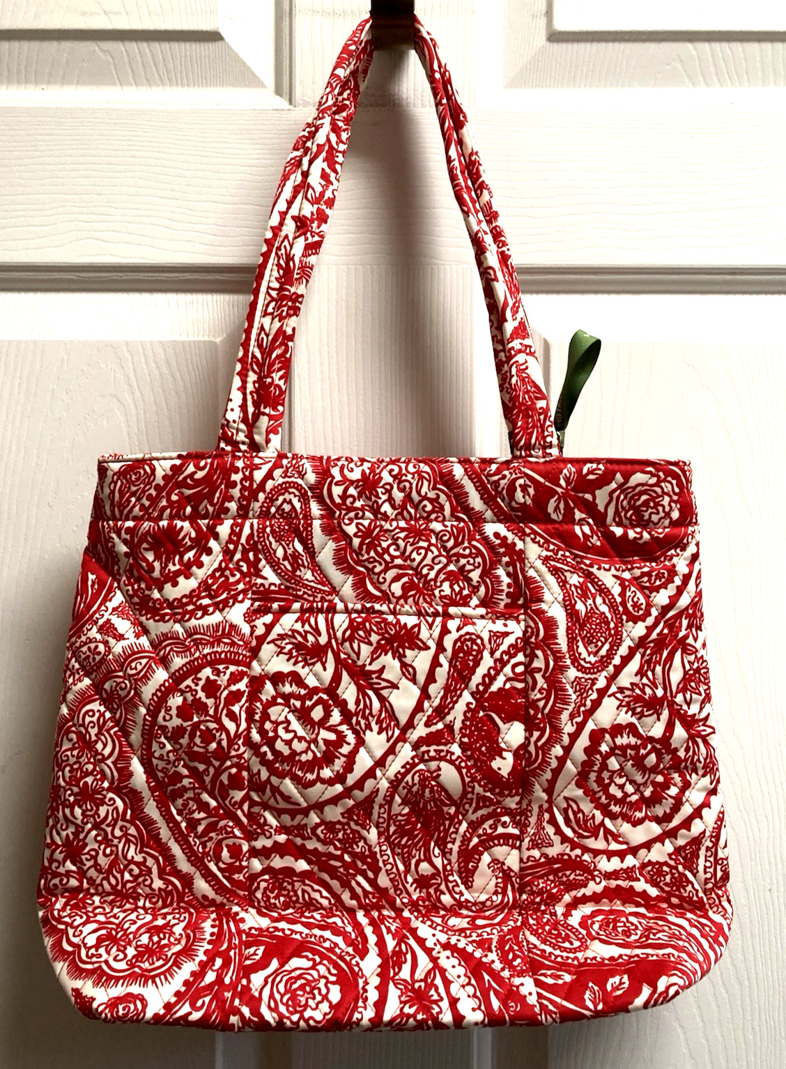 Vera Bradley Original Zip Tote Bag In Quilted Cotton Paisley Key in Red $80