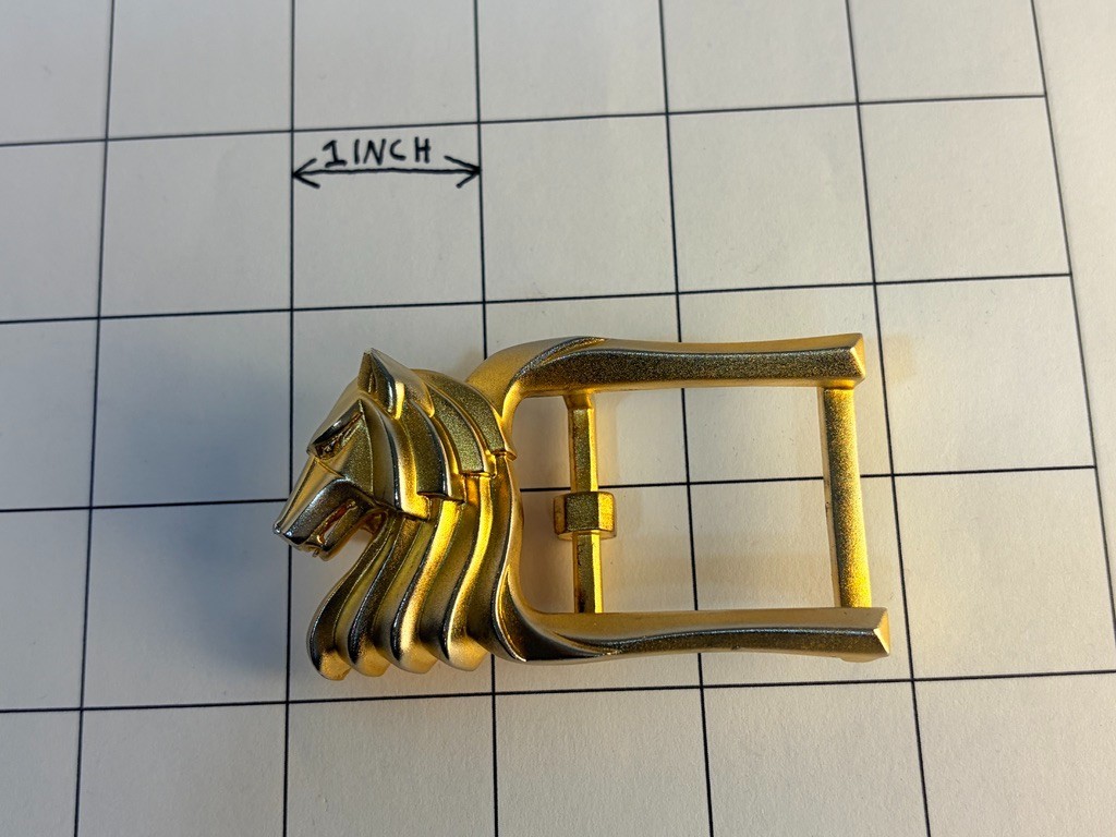 Rick Cameron Sterling Silver .925 Wolf Vermeil Belt Buckle Genuine Alligator 36