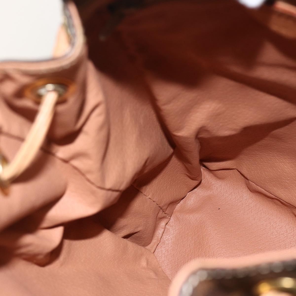 CELINE Macadam Canvas Backpack PVC Leather Brown Gold Auth am11330A