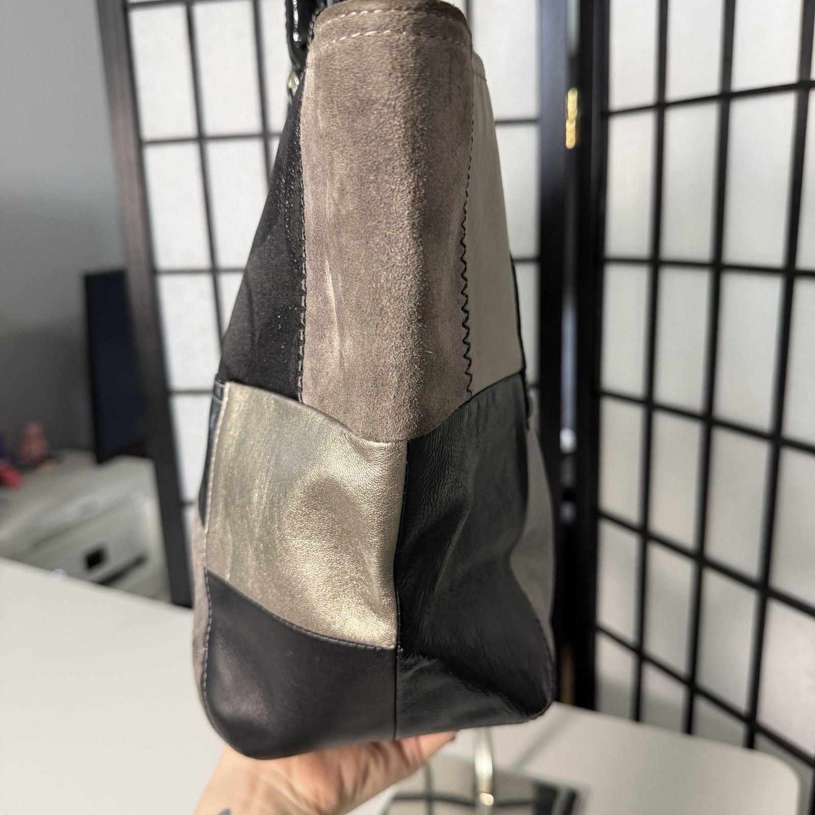 VintagCoach Bleecker Patchwork Tote F14045 Black Silver Pewter Signature Y2K Bag