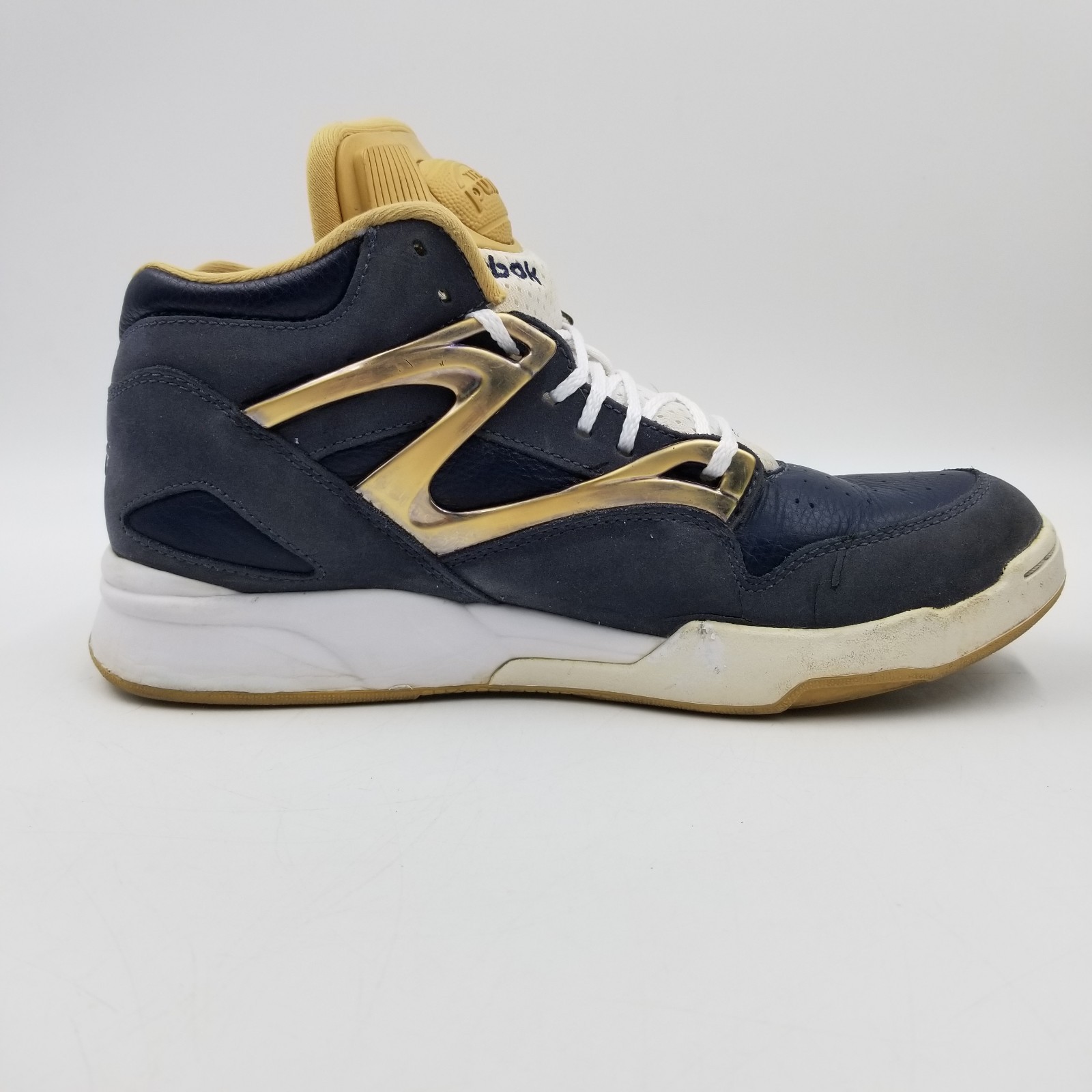 Reebok Pump Omni Lite “Navy Brass” Rare Mens 8.5 Blue Tan