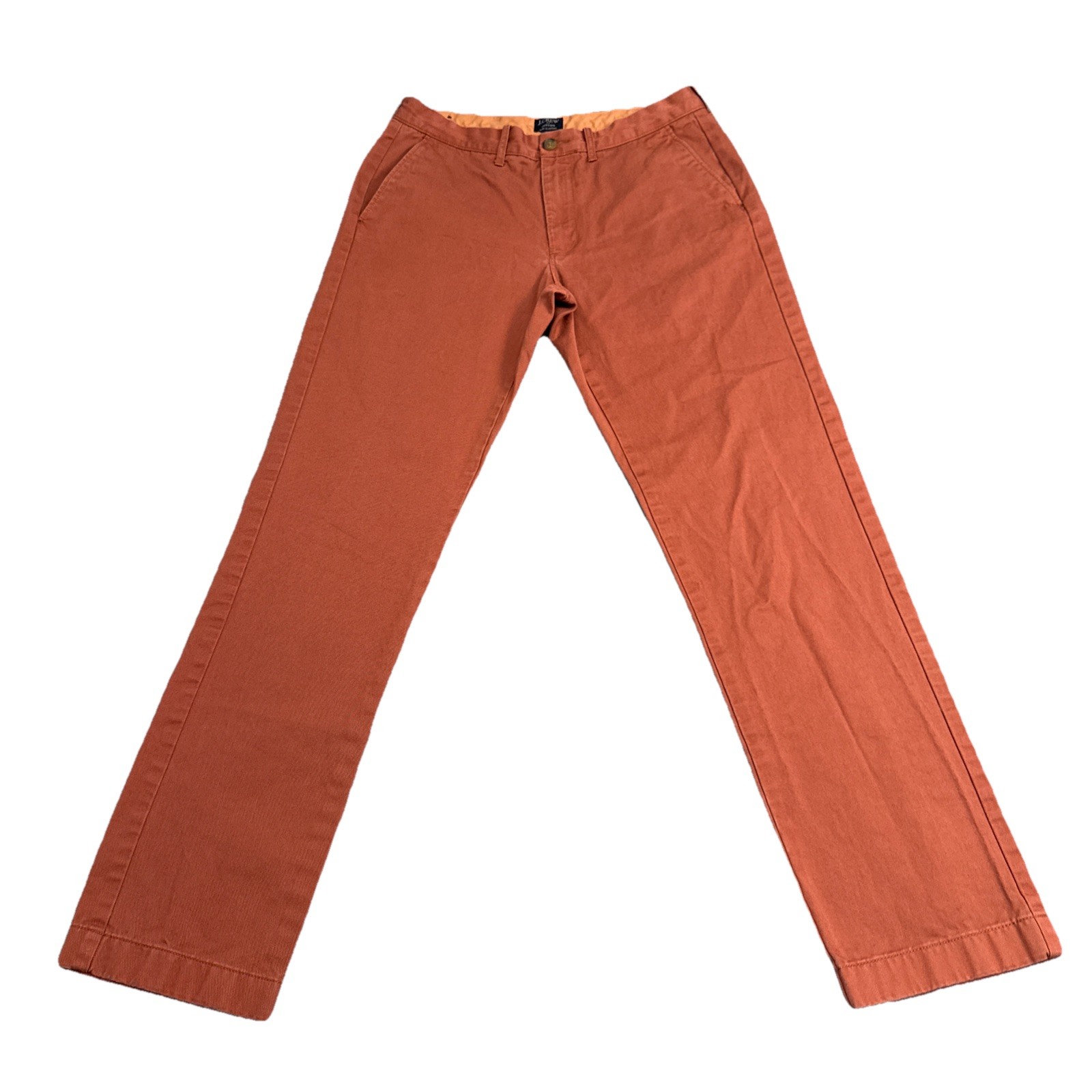 J Crew The Sutton Men’s Pants 31×32 Straight Leg Clay Red Five Pocket Chino EUC