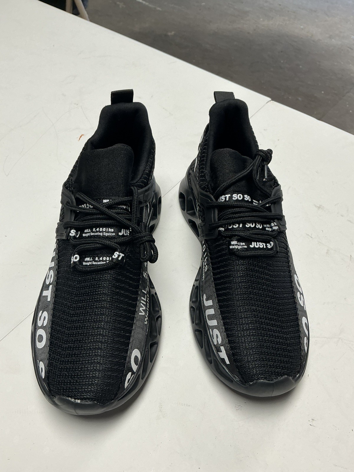 Just So So Black, White Running Sneakers. Size 39 (6.5-7 See Size Chart)