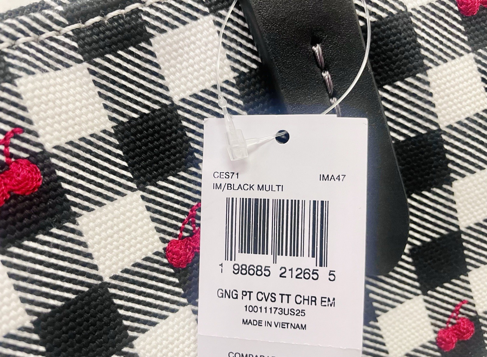 NWT COACH Tote Bag With Gingham Print CES71 in Black Multi Authentic 🍒