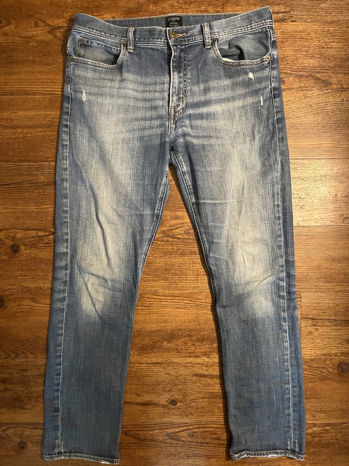 J Crew Mens Blue Jeans 33×30 The Sutton Straight Leg Cotton Stretch Broken In