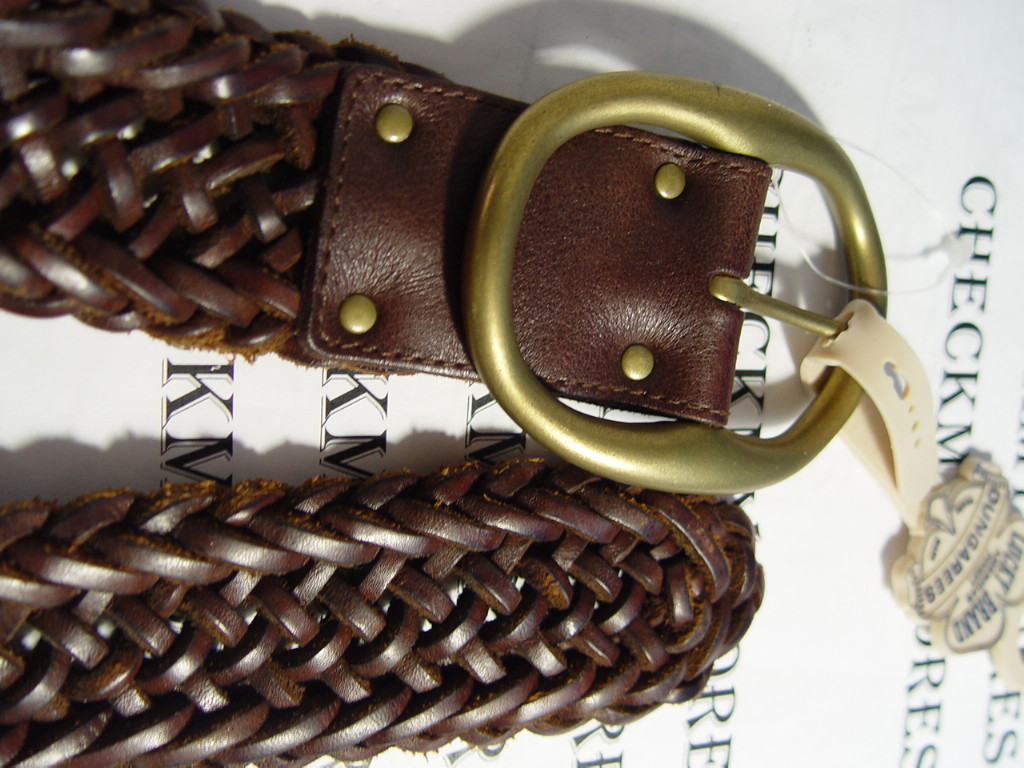 NEW LUCKY BRAND “DUNGAREES” LEATHER VOWEN BELT SZ 36