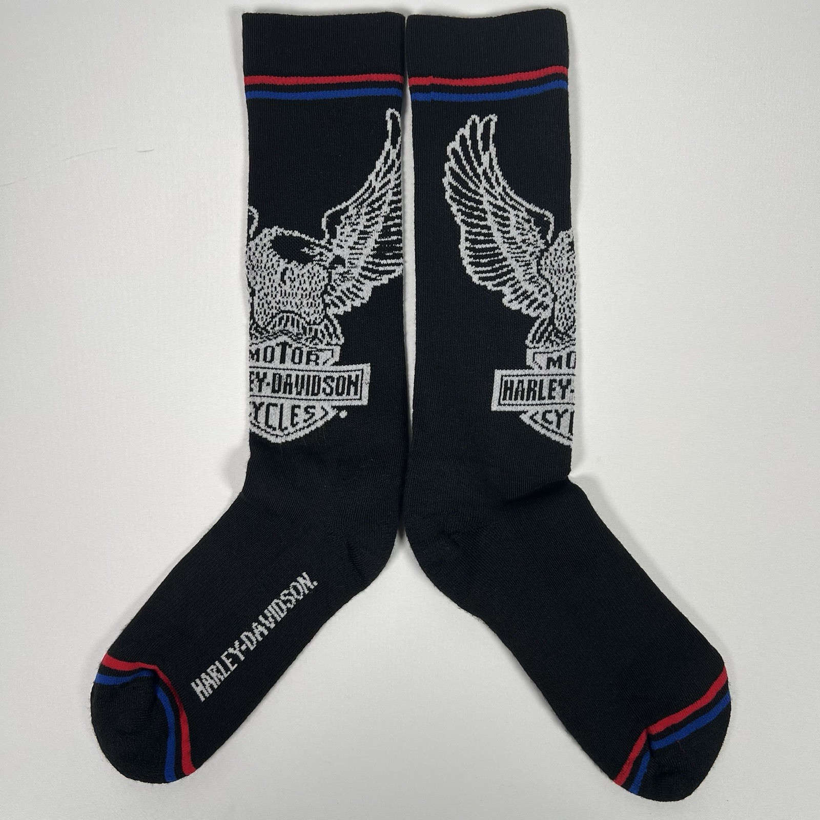 Harley Davidson Socks, Men’s Large, 2 Pair NEW! Made In USA Black HD Eagle