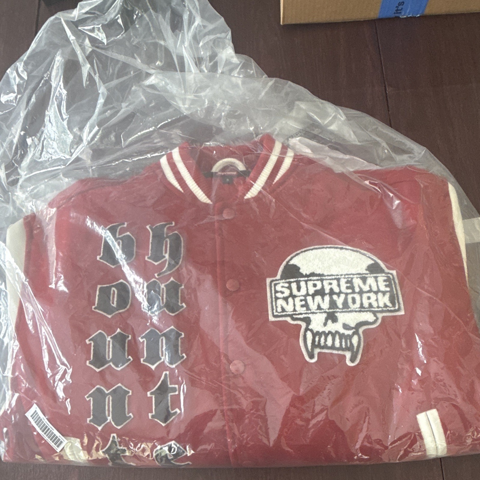 Supreme x Bounty Hunter Red Varsity Jacket Embroidered Logo Snap Front Sz S