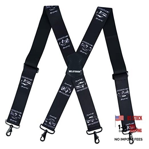Men’s Suspender 1.5/2 Inch Wide Suspenders Full Elastic X 2 inch Classic Car