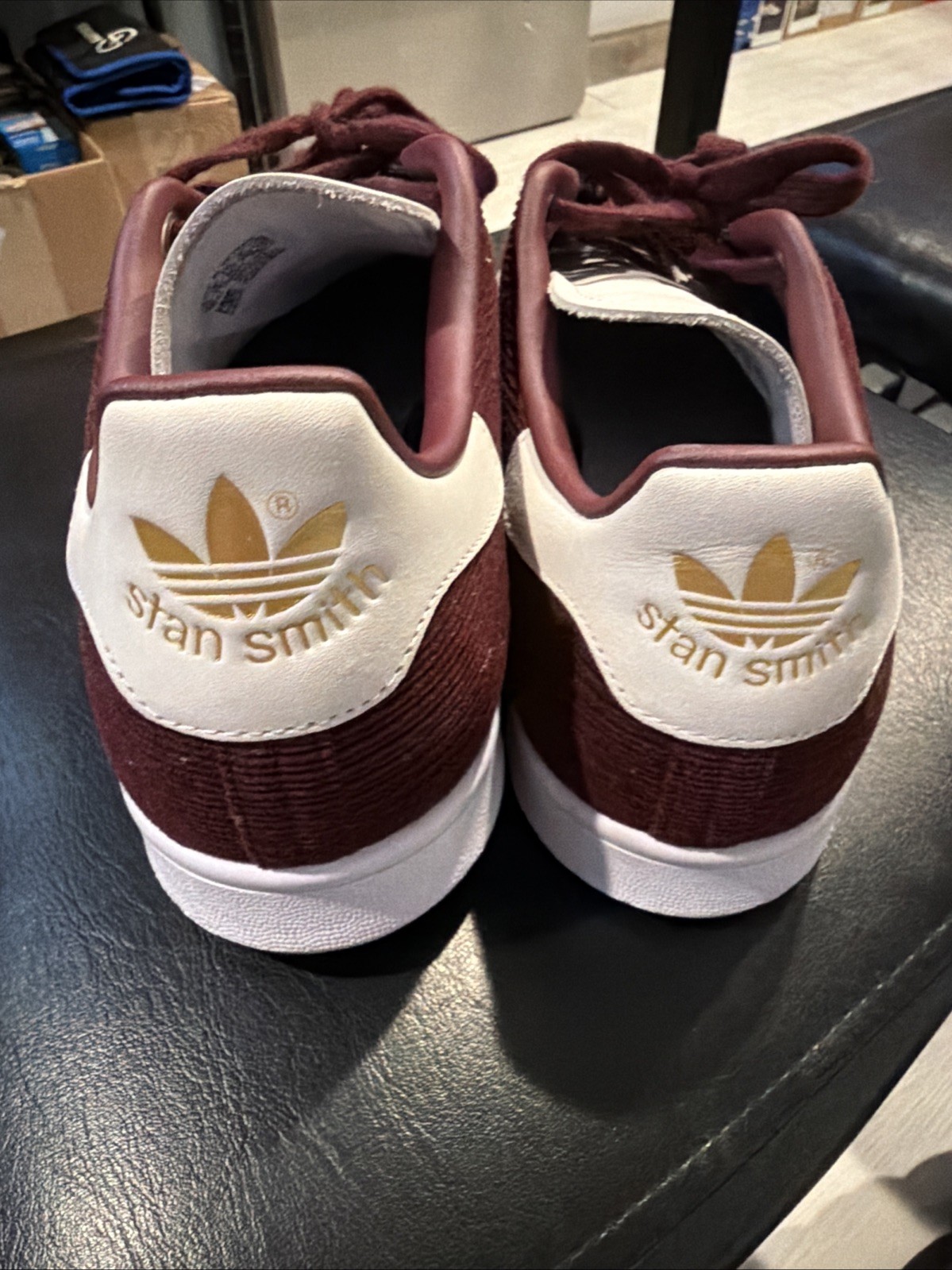 Adidas Originals Stan Smith Maroon Suede 3M Reflective Sneakers Size 12