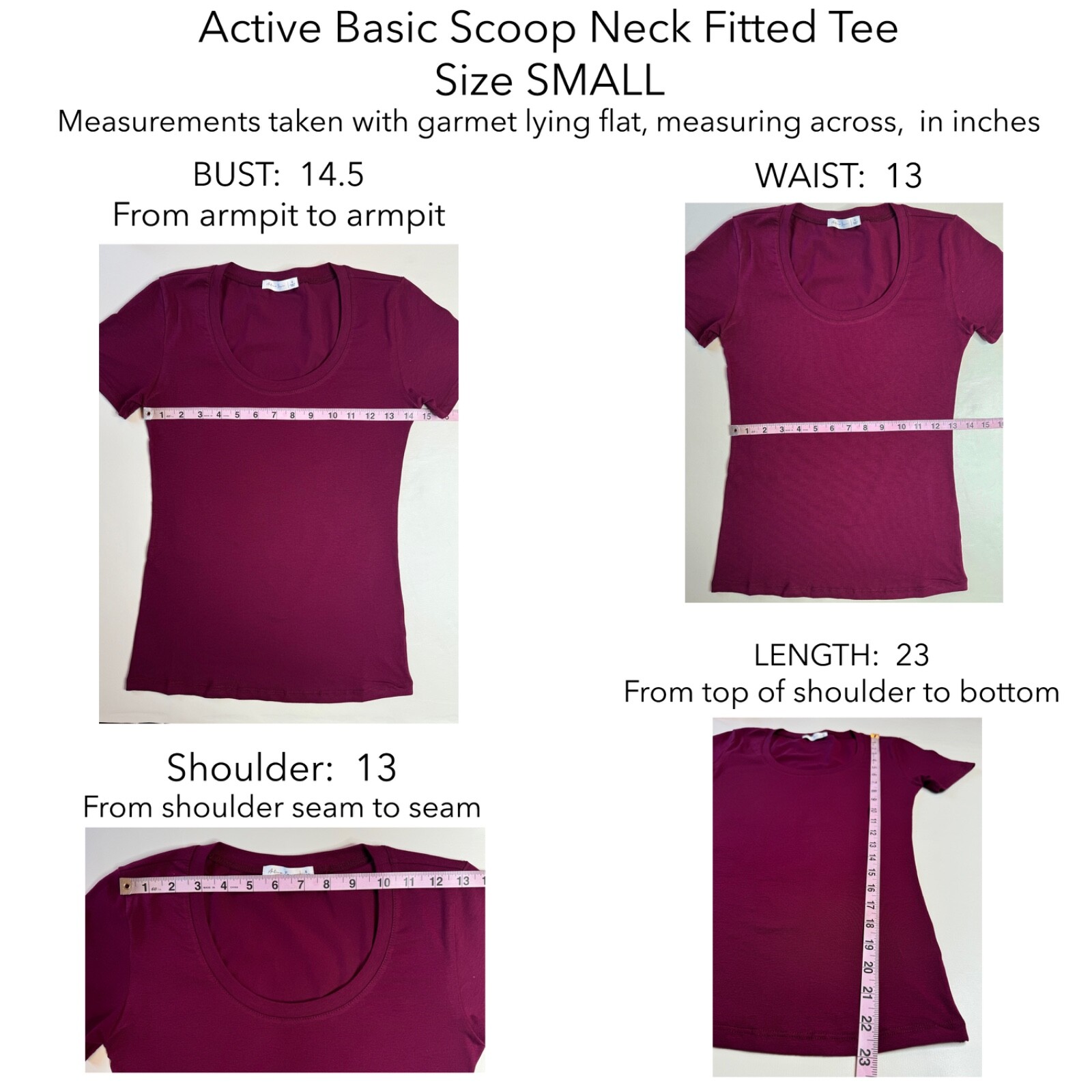 Active Basic 9663 Cotton Jersey Scoop Neckline T-shirt Slim Fitted Short Sleeve