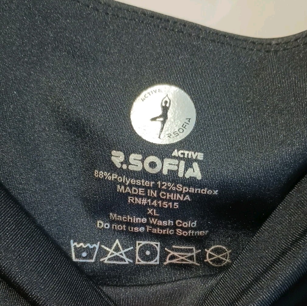 Sofia Active By Sophia Vergara High Waist Leggings Size XL Black Spandex Pockets