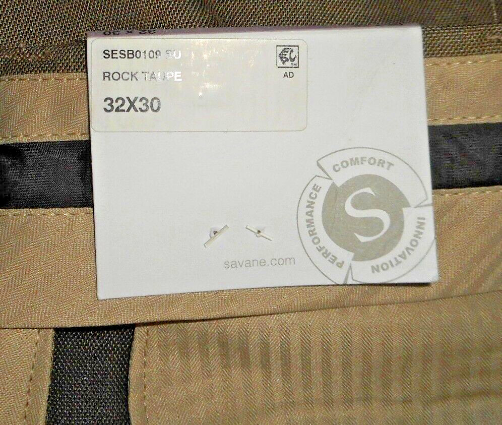 New Pants Savane Sharkskin Perm-Crease No-Fade No-Iron Taupe MSRP-$72.00 32X30
