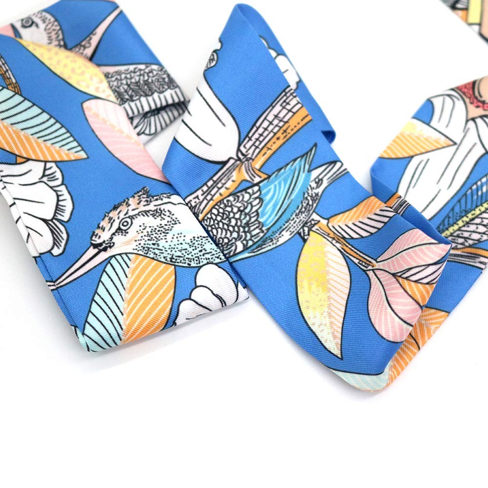 Fashion Natural Flower Bird Printing Handbag Handle Ribbon Scarf Neck Scarf
