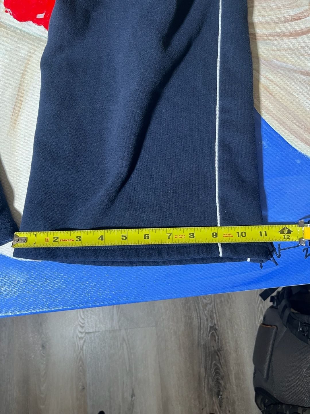 Edikted Navy Blue Wide Leg Sweatpants with White Piping Detail