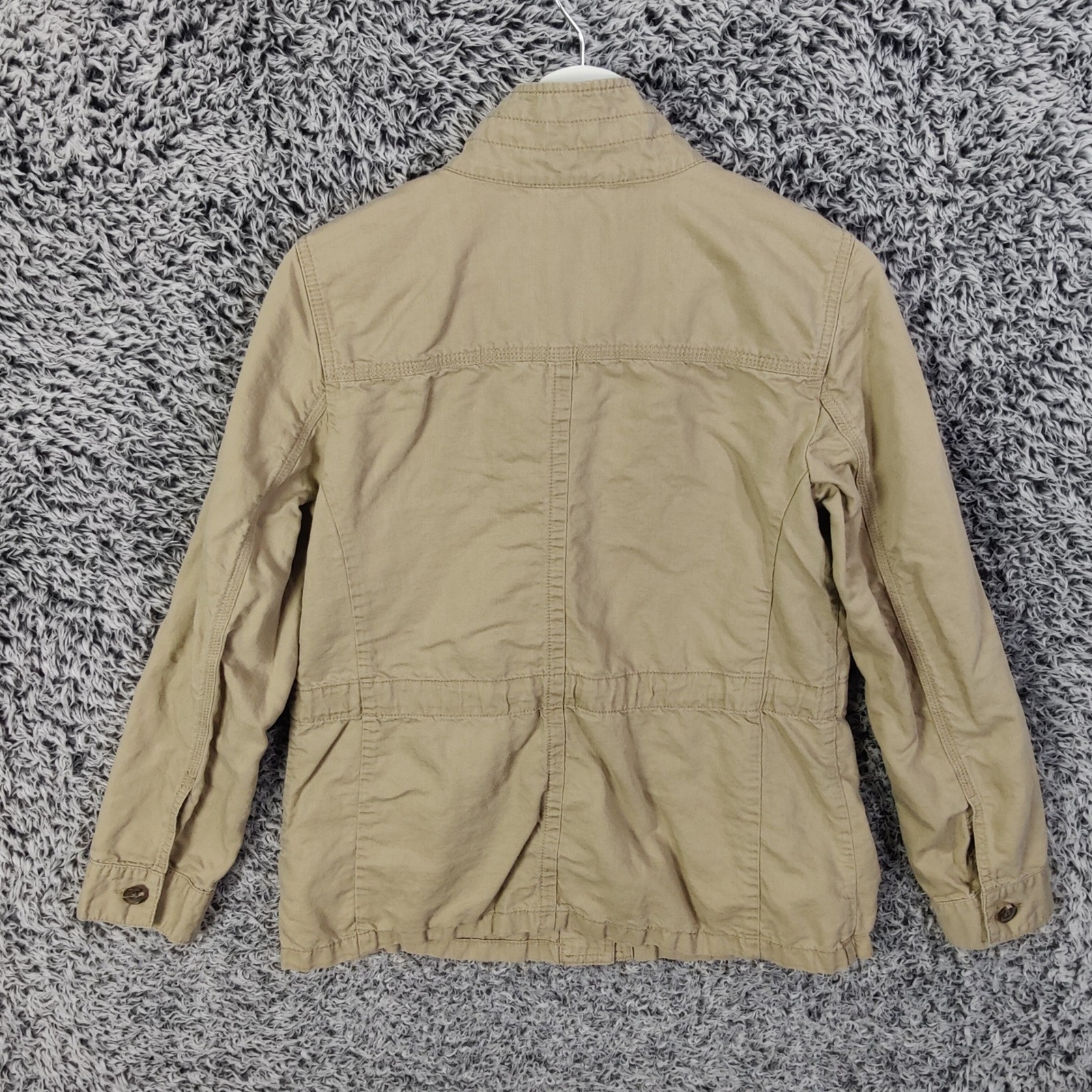 Talbots Khaki Utility Linen Lyocell Jacket Women Small Button Long Sleeve Safari