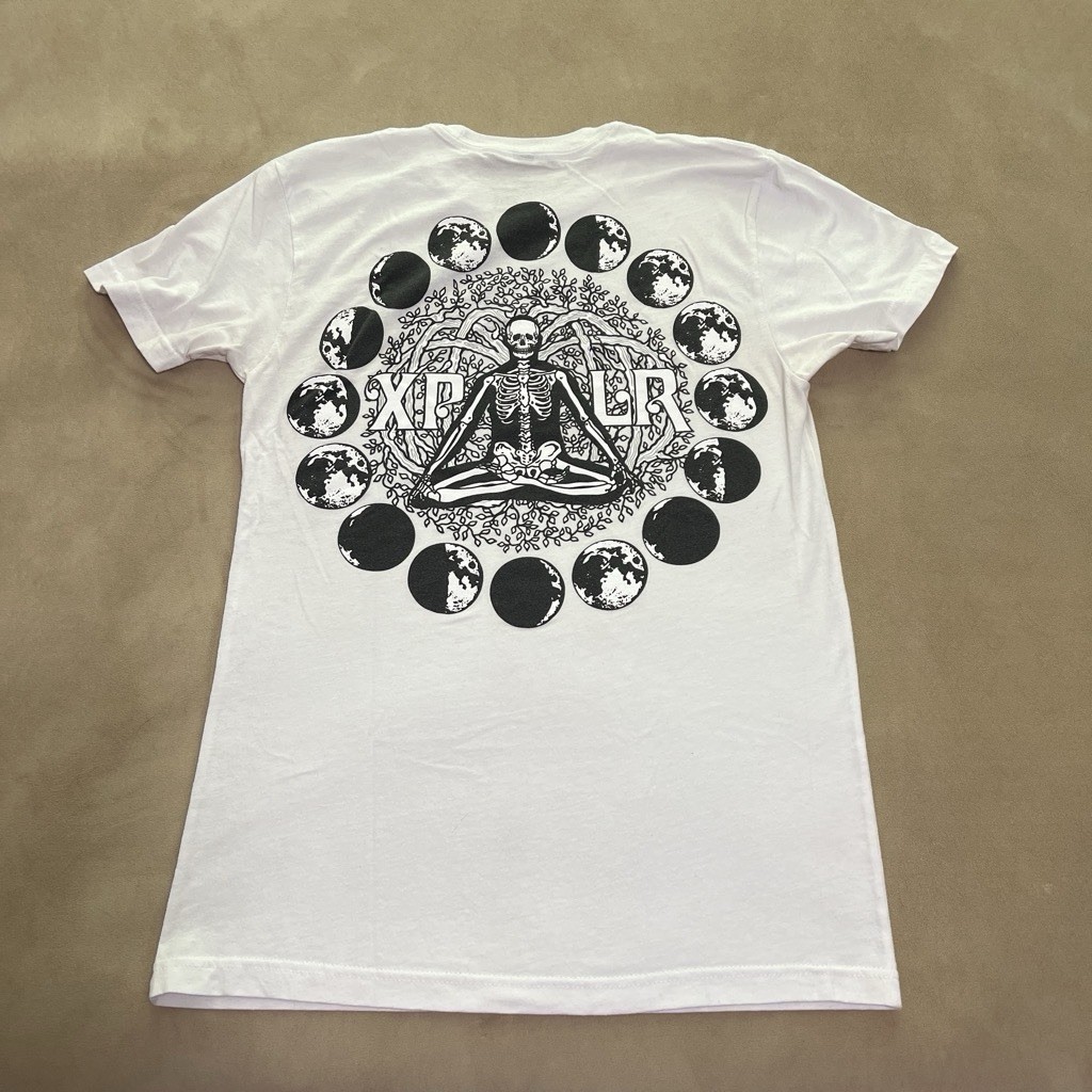 XPLR Unisex White Double-Sided Graphic Logo Cotton Knit T-Shirt Size S