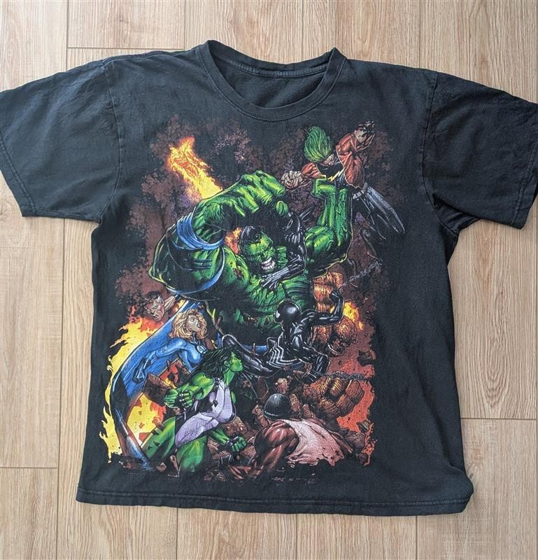Rare Vintage Marvel Mad Engine World War Hulk T-Shirt Large