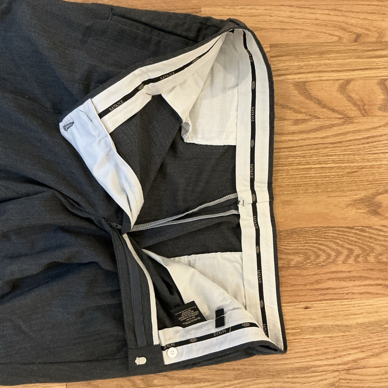 Mens Savane Grey Charcoal Pleated Dress Pants Size 40W 32L