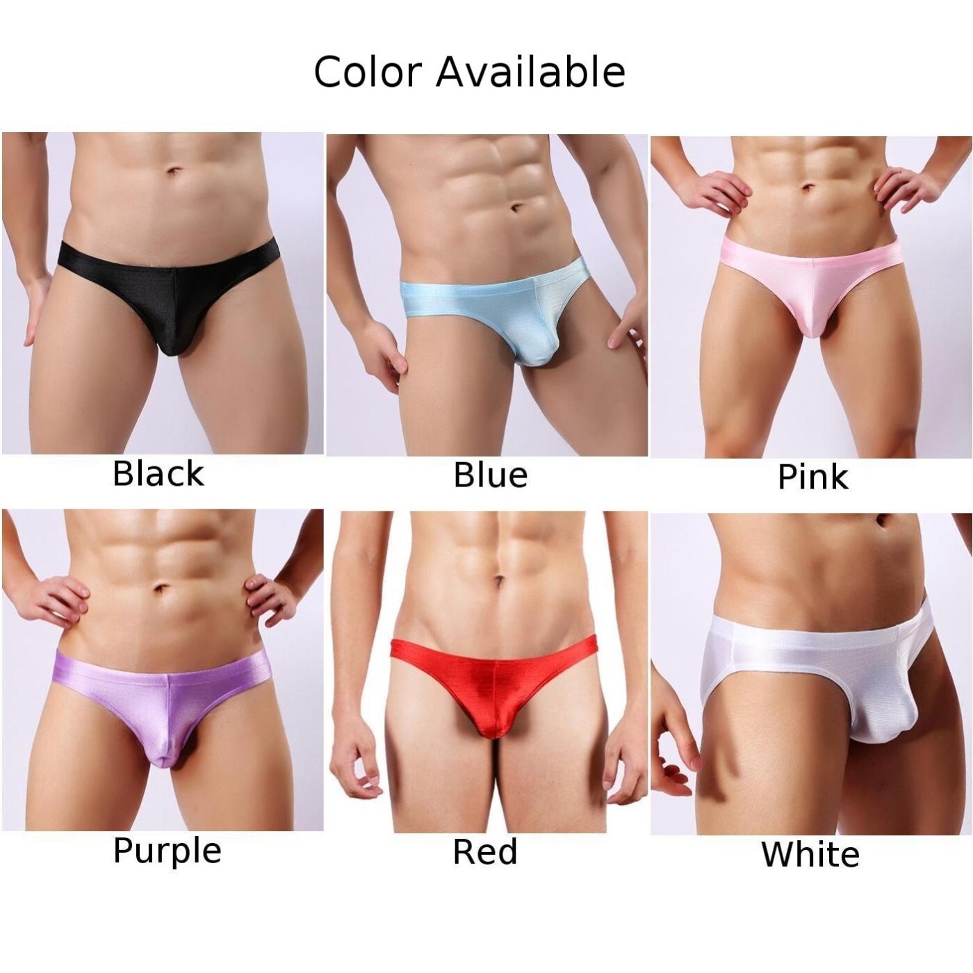 Men’s Sexy Nylon Briefs Cool Ice Silk Low-rise Underwear Bikini Pouch Panties