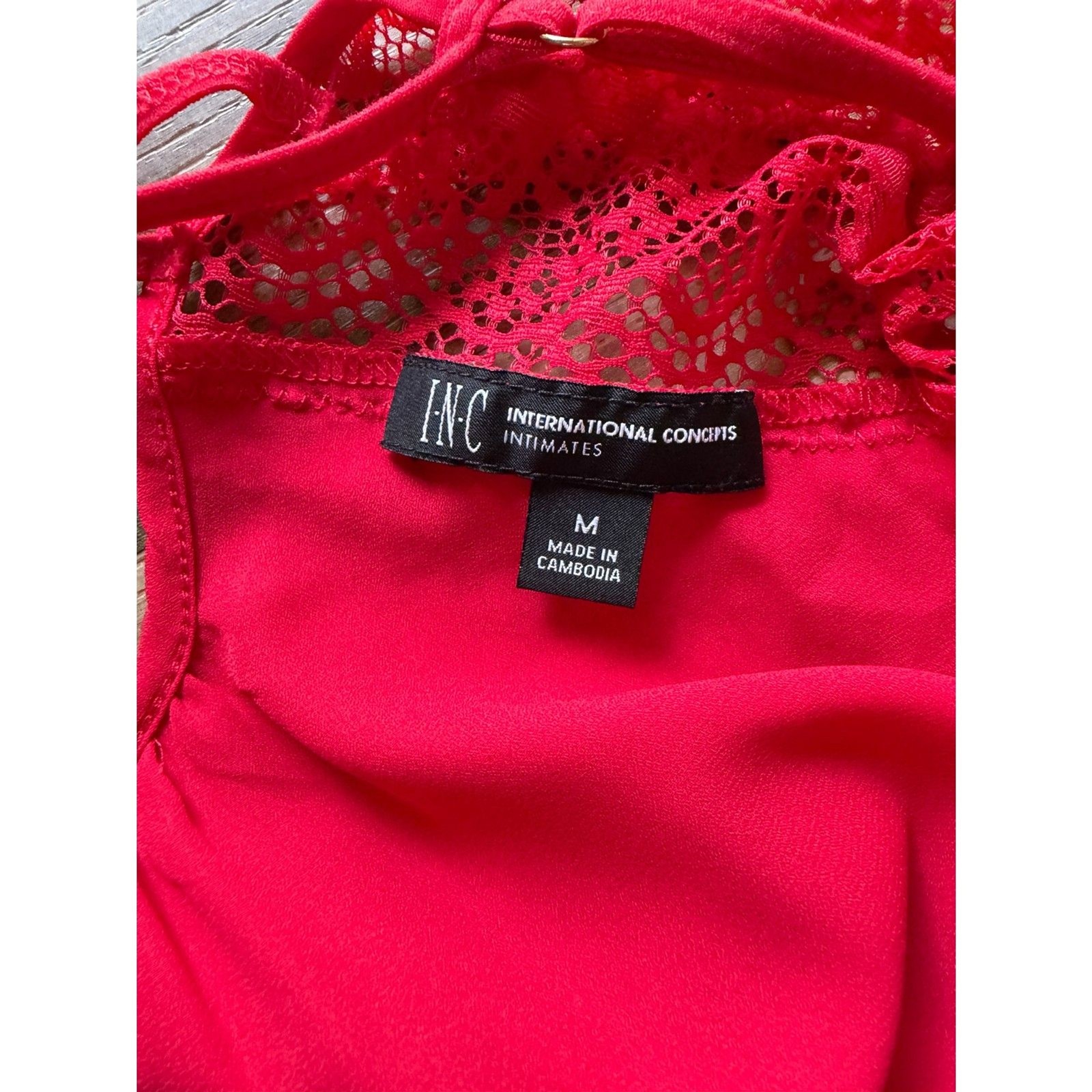 INC International Concepts Intimates Red Lace Lingerie Tank Dress