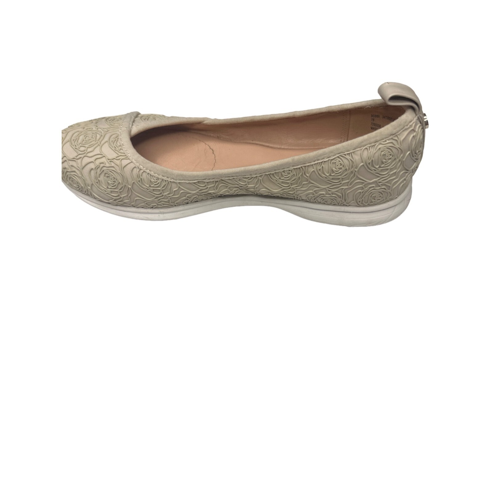 Taryn Rose Bobbi Sneaker Embossed Rose Design Textured Outsole Flat Floral Beige