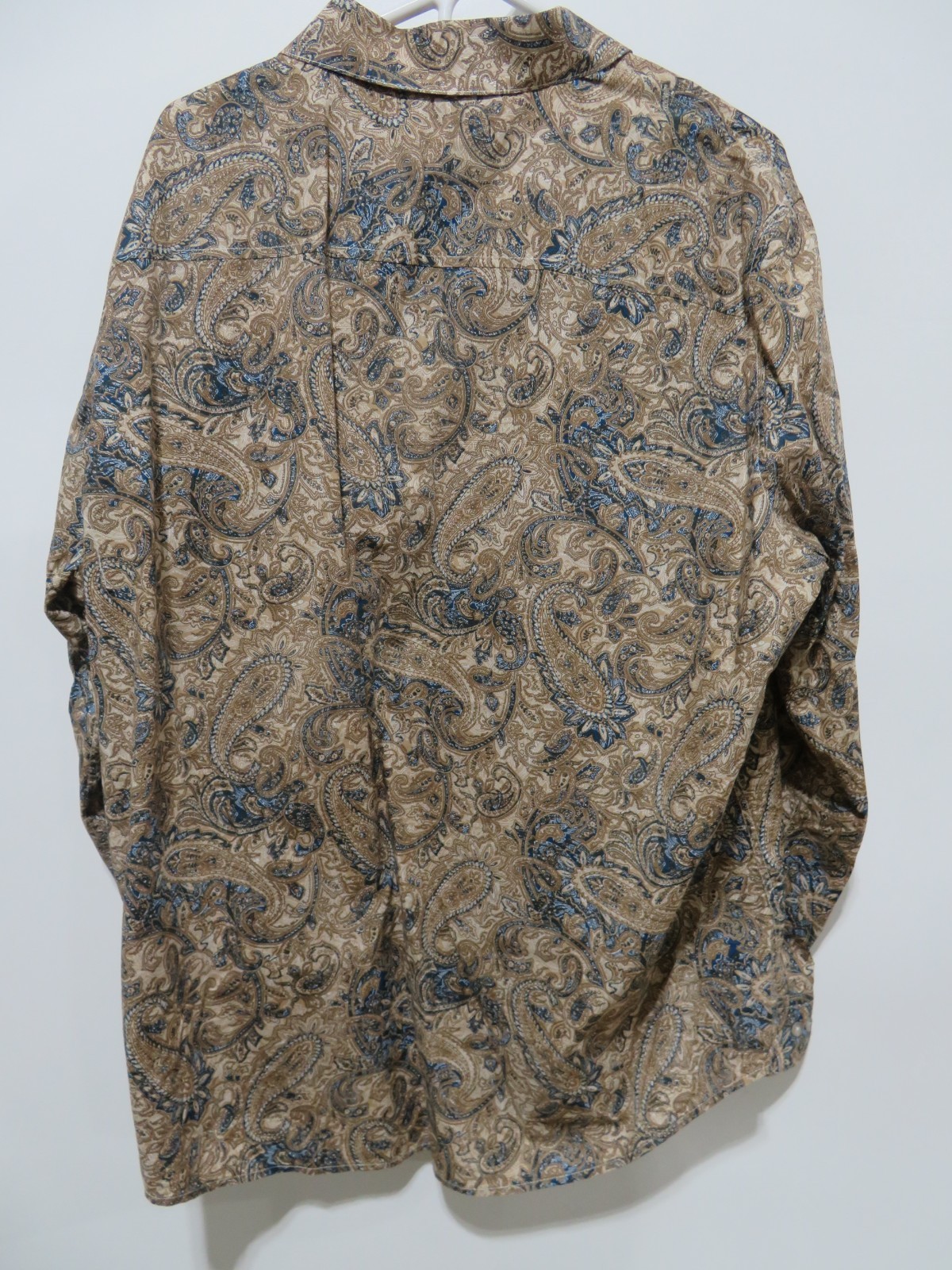 Tasso Elba Brown & Blue Paisley Long Sleeve Button-Up Shirt Men’s XXL 2XL