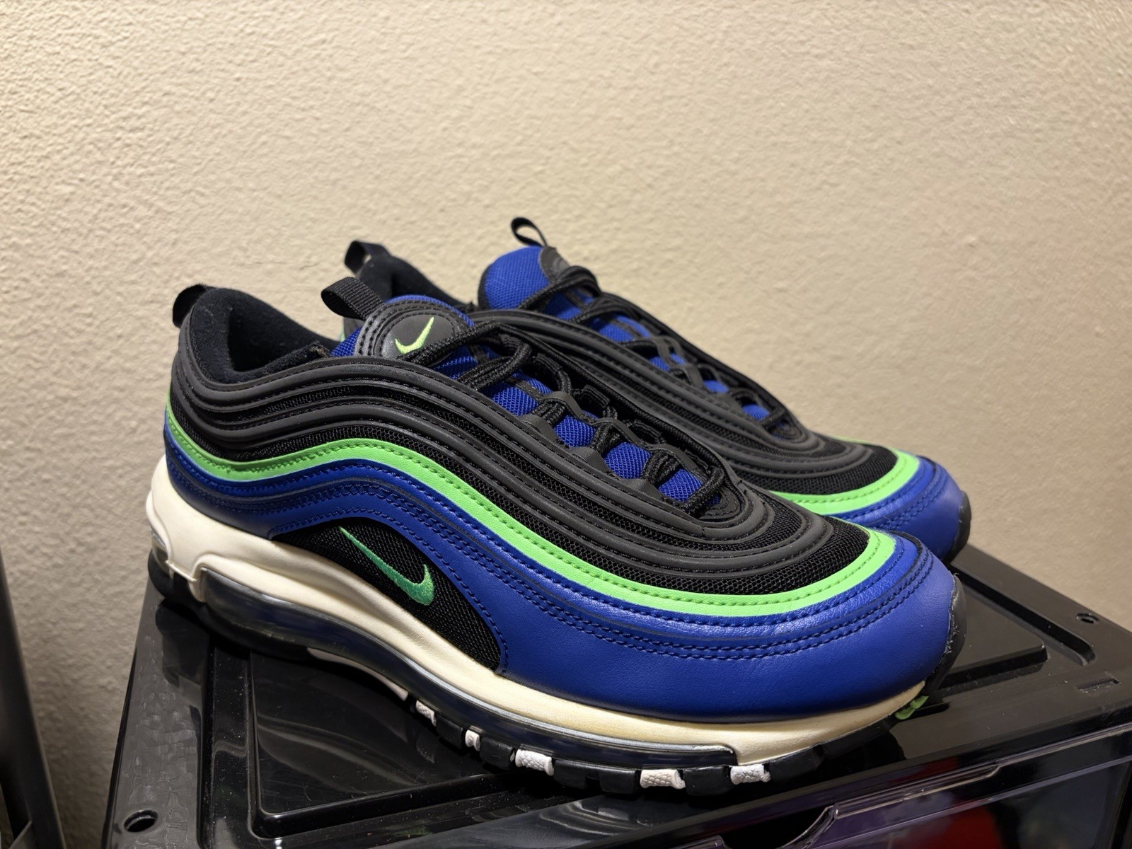 Nike Air Max 97 Royal Blue Neon Men’s Low Top Lace-Up Cushioned CW5419-400