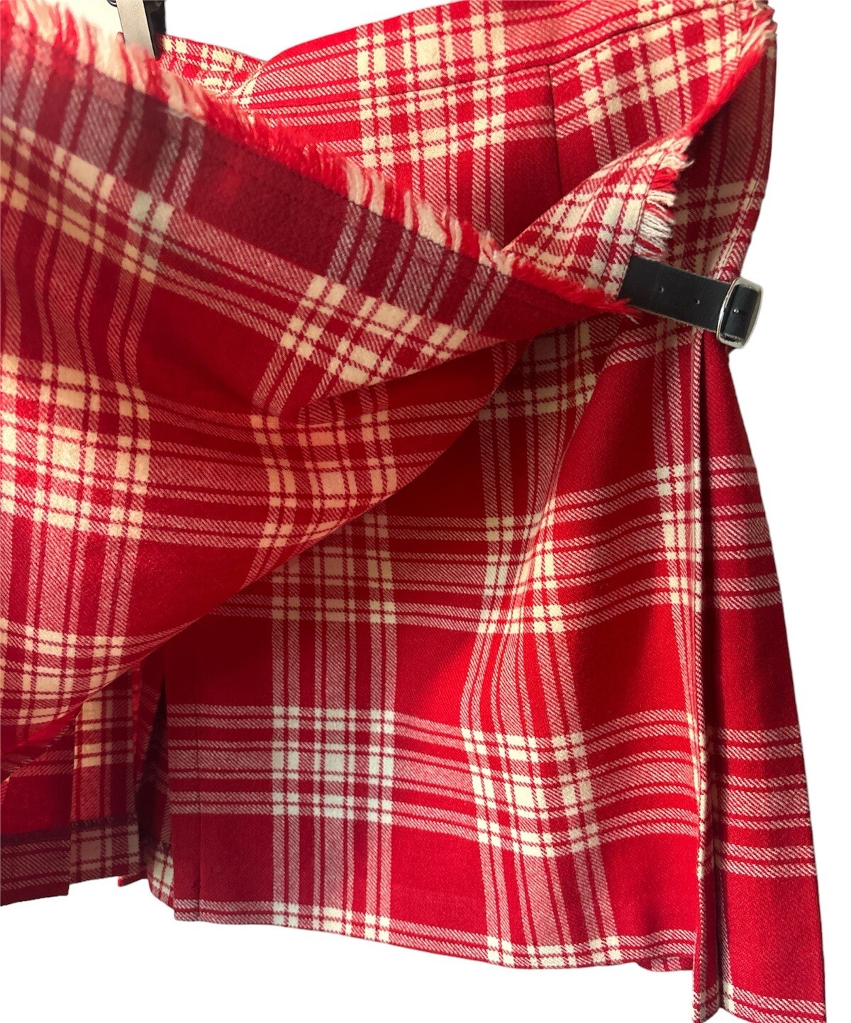 Highlander Handmade Kilt Authentic Woven Tartan 26″ waist (12)Red White Plaid