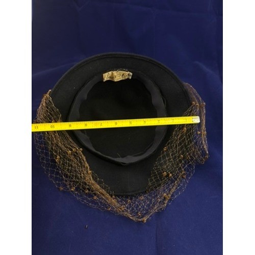Vintage 40s 50s Best & Co NY Black Felt Hat Veil Feather Cocktail Hat