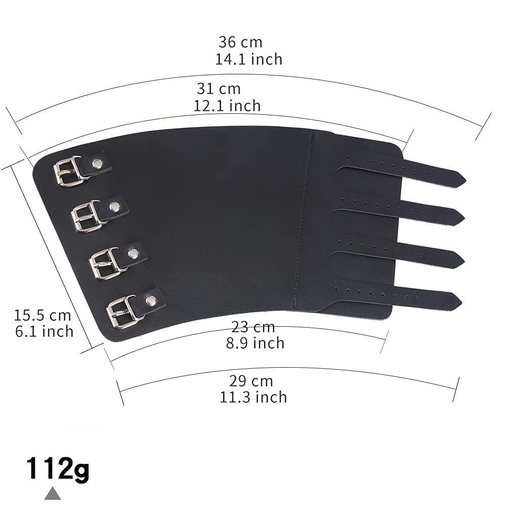HOEACXY Viking Bracers for Men Medieval Leather common, HBR012-4BUCKLE-BLACK