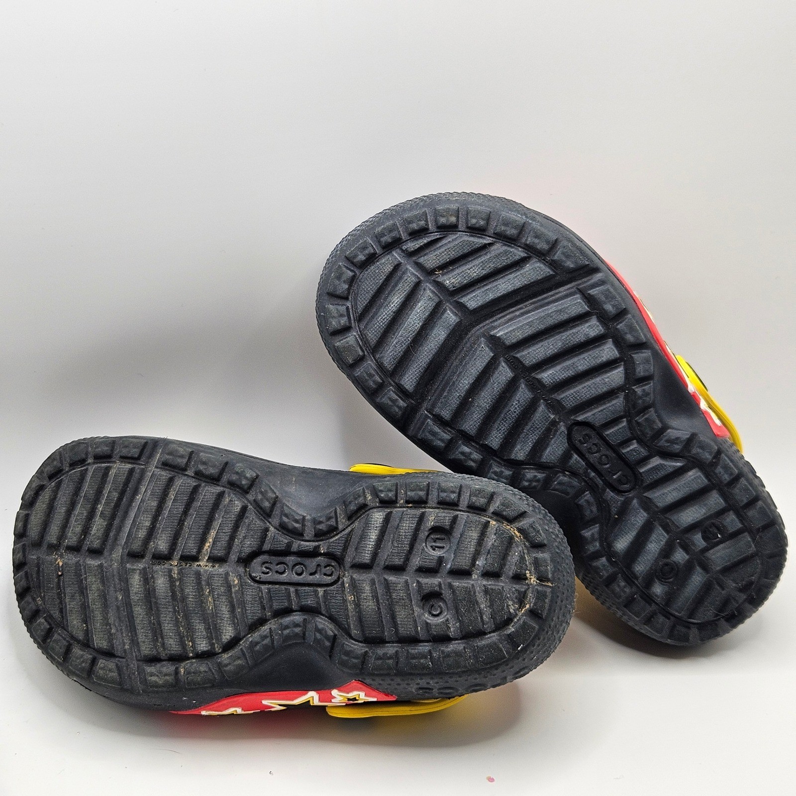 Disney Mickey Mouse Crocs Toddler C11 Fleece Lined Clogs Black Red Yellow