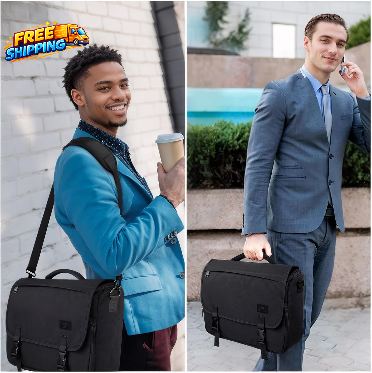 Messenger Bag for Men Briefcases Lightweight Men’S Laptop Bag 15.6 Inch Water